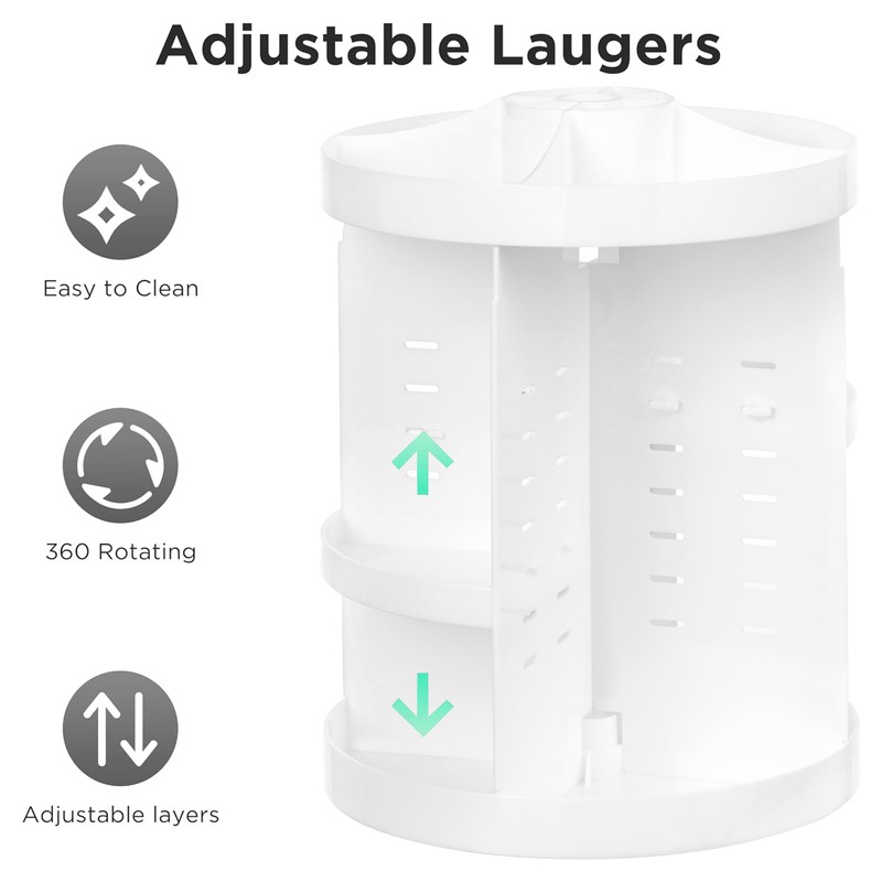 HBlife 360 Rotating Makeup Organizer Plus Size Adjustable Carousel Large