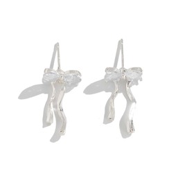 Bow Earrings Women Ribbon Stud Earrings Cute Ribbon Earrings Birthday Party Jewelry Christmas Gifts for Women (sliver-2)