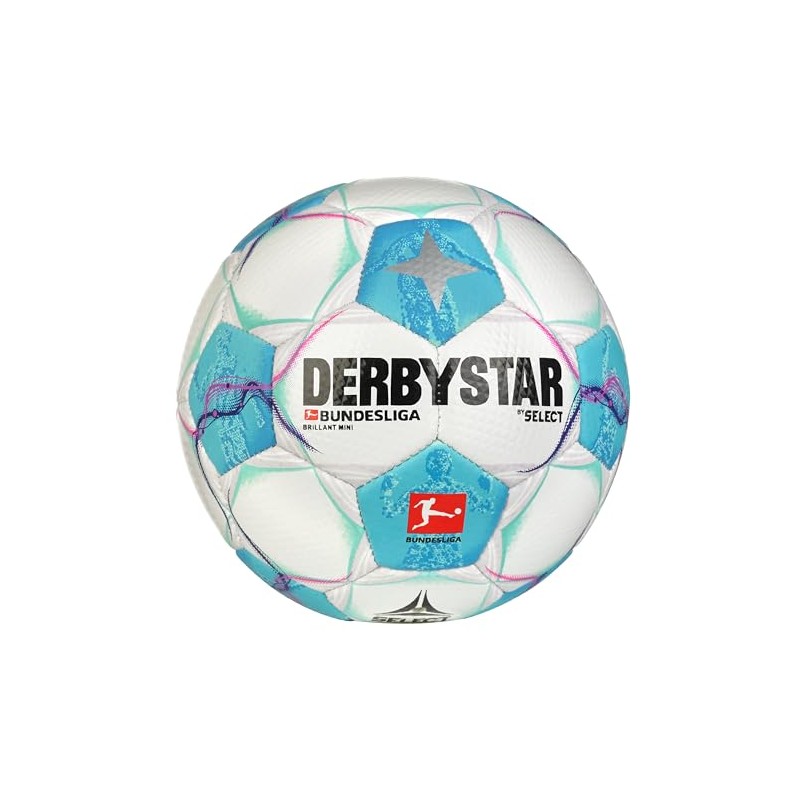 Derbystar Bundesliga Brillant Mini v24 Ball, White/Blue/Pink, 1