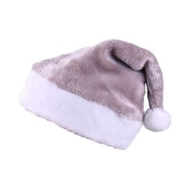 Plush Santa Hat Multicolor Christmas Hair Cap Decorations Unisex Velvet Fabric Hat Festival Costume Cosplay (Gray)