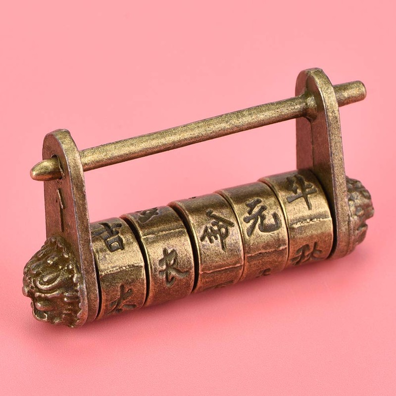 Brass Padlock, Chinese Vintage Padlock Antique Retro Style Combination Lock