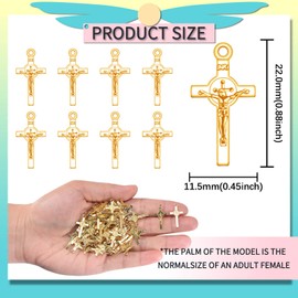 100Pcs Alloy Catholic Jesus Cross Charms Small Saint Benedict Medal Crucifix Pendant for DIY Jewelry Making Rosary Beads Necklace Bracelet, Zinc, No Gemstone