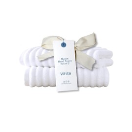 Blue Loom Ribbed Hand Towels Set, 100% Cotton 600GSM, Soft Absorbent Durable Quick Drying 2 Hand Towels for Bathroom - Mason Set of 2 (18" x 30" inch) (White, Hand Towels)