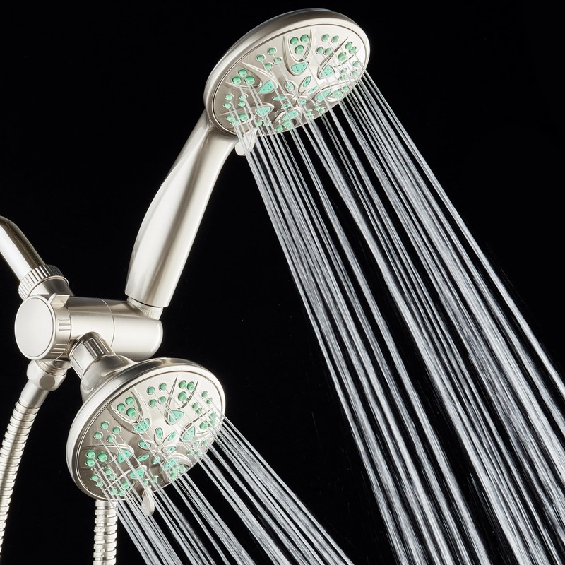 AquaDance Antimicrobial/Anti-Clog High-Pressure 30-setting Dual Head Combination Shower with Microban