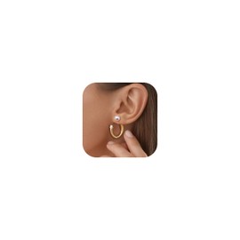 Dochais 14K Gold Plated Pearl Earrings For Women, Gold Huggie Earrings, Chunky Hoop Earrings With Pearls, Hypoallergenic Zirconia Earrings For Women Girls. Girls.