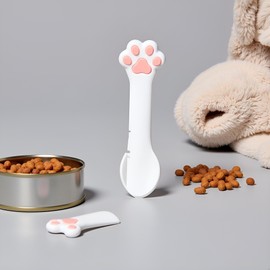 Enyolidimk Pink Silicone Pet Food Spoon, Cat Food Can Opener Paw, Wet or Dry Food Short Spoon for Cat Dog With Mini Spatula, Feeding and Watering Supplies