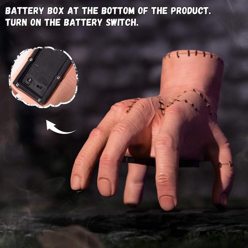 Halloween Animatronics Thing Hand Decorations, Sound Activated Wednesday Crawling Hand