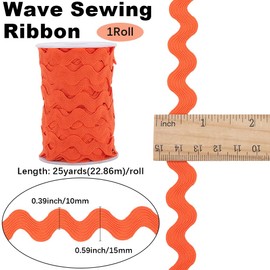 GORGECRAFT RIC Rac Trim 25 Yards x 10mm Wavy Bending Ribbon Orange Red Rick Rack Fringe Trim Zig Zag Lace Edging Braid Trim for Dress Clothes Sewing DIY Crafts Gift Wrapping Bow Making Party Decor