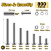Mywish 800Pcs M2 Screw Assortment Kit 304 Stainless Steel Hex