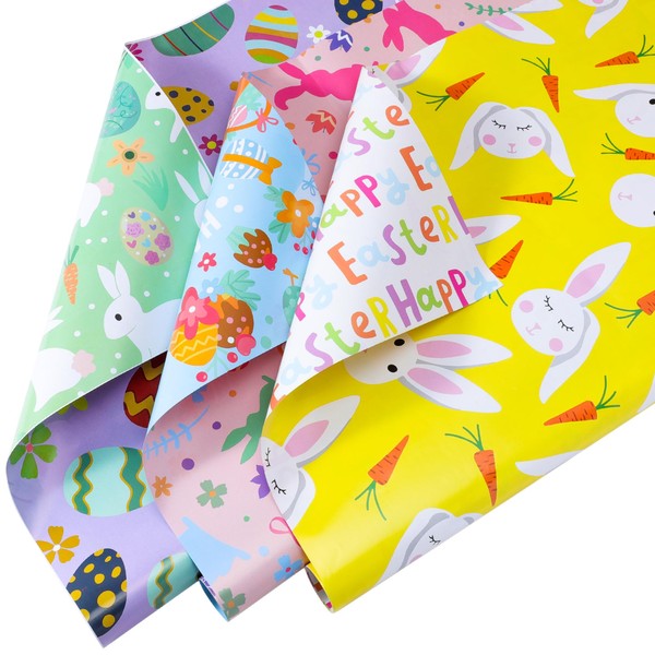 BLEWINDZ 12 Sheet Easter Wrapping Paper, Bunny - Patterned Gift
