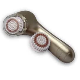Water-Resistant Facial Cleansing Spinning Brush 2 Exfoliating Brush Heads - Complete Face Exfoliation System with Advanced Microdermabrasion for Gentle Exfoliation and Deep Scrubbing (Rose Gold)