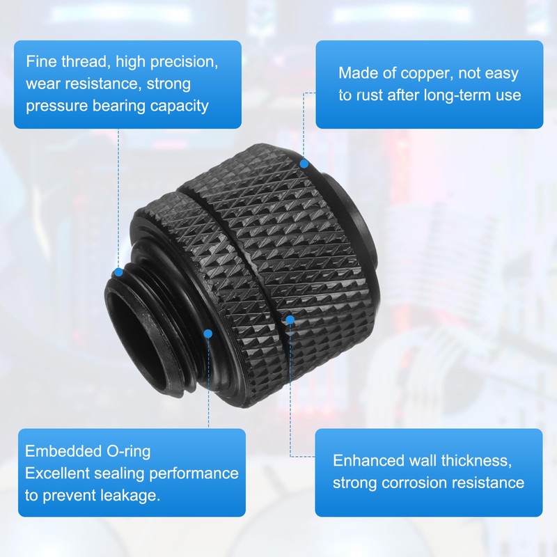sourcing map 2pcs Water Cooling Adapter G1/4" Thread to 10mm