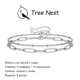 Pulseras para Mujer TREE NEST Brazalete de Acero Inoxidable Multicapa para Mujer, Joyería para Mujer Un Regalo Exquisito para Mujer, Color Plata 50016S
