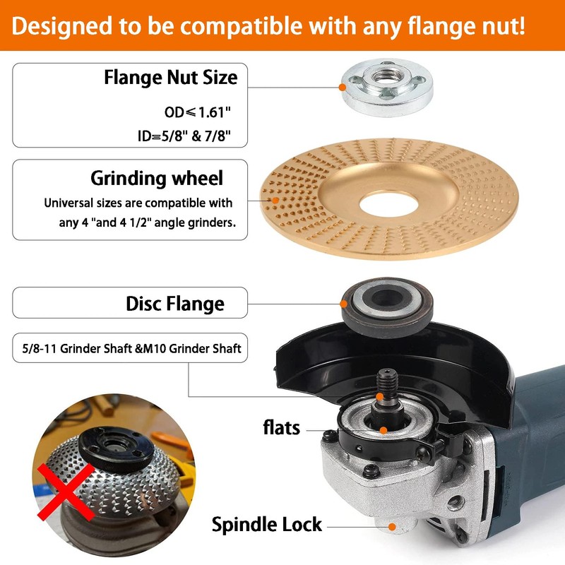 Angle Grinder Attachments Wood Carving Disc Set for 4" or