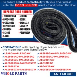 Whole Parts Dryer Drum Felt Seal Part # WP37001132 - Replacement & Compatible With Some Admiral, Amana, Crosley, Kenmore, Magic Chef, Maytag and Speed Queen Dryers