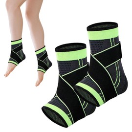 Nangilo Kids Ankle Support, 2 Pcs Ankle Support Kids, Ankle Compression Su pport, Achilles Tendonitis S upport, Adjustable S upport for Running, Sprains and Fitness, Compression Socks, (Green, L)