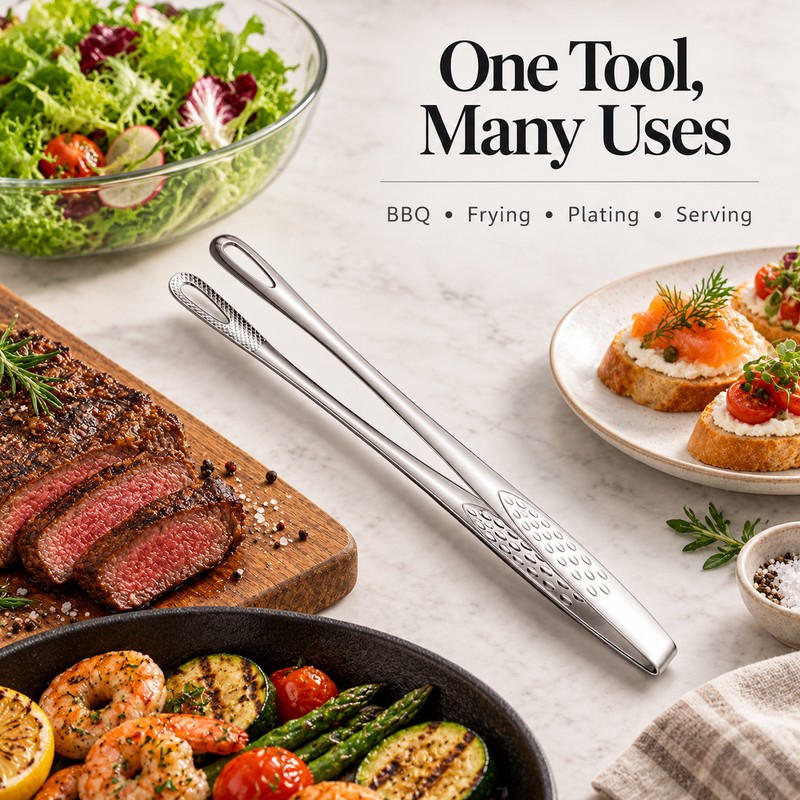 24 cm Stainless Steel Kitchen Tongs – 304 Steel Cooking