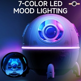 Mini Humidifier for Bedroom,Portable Cute Essential Oil Diffuser, 220ml Quiet Space Capsule Humidifier for Baby Kids Bedroom Nursery, Auto-Shut Off,Colorful Night Light