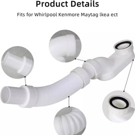 Flexible Freestanding Tub Drain Kit with Low-Profile Flat P-Trap for Bathtub & Shower Drain Pipes - 1 1/2 Inch Diameter