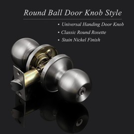 Probrico (5 Pack Keyed Alike Door Knobs Combo Pack, Brushed Nickel Ball Entry Door Knobs Entrance Lockset, Interior Exterior Single Cylinder Door Lock