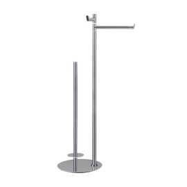 BVL Toilet Paper Holder Stand Chrome Stainless Steel Free Standing Toilet Paper Holder with Hook