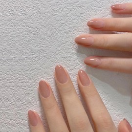 BS2055 Nail Tips, Set of 24, Short, Spring/Summer Nail, Gradient, Fake Nails, Atmospheric Color, Glossy, Popular, Japanese Style, Ballet, Short, Round Tip, Just Stick On, 48 Double-Sided Tapes Included