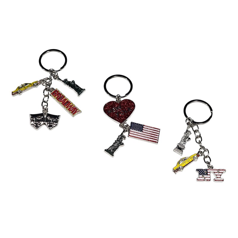 12 Pack NYC Multicolor Souvenir Collection New York Metal Keychain