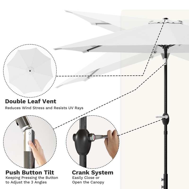 Greesum Outdoor Patio Umbrella with Base, Table Umbrella with 8