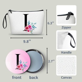 ARIOSEY - Regalos de amistad, bolsa de maquillaje inicial, ideas de regalo de cumpleaños para mujer, bolsa de cosméticos con espejo, regalos de propuesta de dama de honor, regalos para mamá,