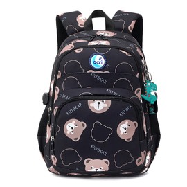 FANDARE Children's School Bags for Girls Backpacks Toddler Backpack Child School Bags for boy Primary Student for 1-3 Grades Daughter Son Travel Spring Outing Bookbag with Plush Pendant Brown