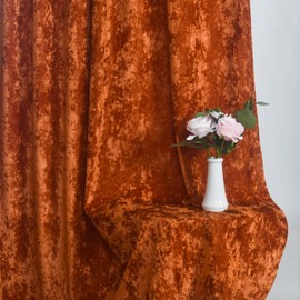 gisewood Lux Burnt Orange Crushed Velvet Curtains, 2 Panel Set, Room Darkening Distressed Velvet Back Tab Curtain, 52" W x 108" L for Living Room Bedroom Window Drapes