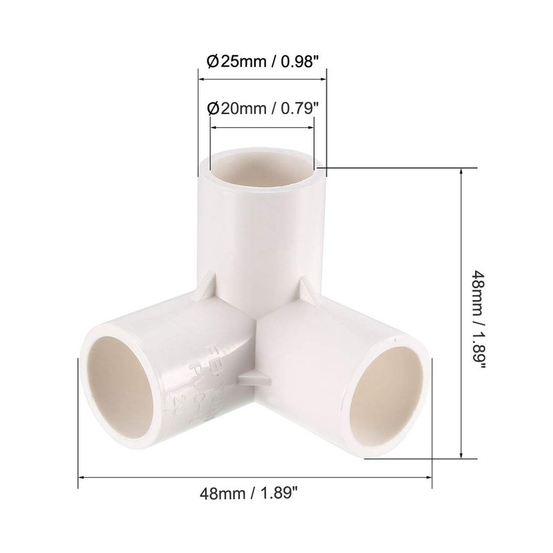 sourcing map 3 Way Elbow PVC Pipe Fitting Furniture Grade