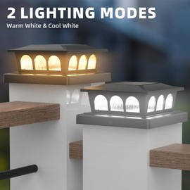 4x4 Solar Post Cap Lights 8 Pack, Fence Post Solar Lights with Warm/White Auto On/Off IP64 Waterproof, Fit for 4x4 5x5 6x6 Wood/Vinyl Posts Fence, Deck, Patio, Garden Decor, Black