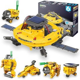 LJ-CL Juguete Educativo Robot Solar 6 en 1, Juguetes para Niño,Proyectos Stem, Kit de Construcción DIY, Regalo Kit de Robótica de Ciencias para Niños y Niñas de 8+ Años (Amarillo)