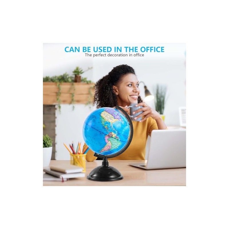 KISEER 8 Inch World Globe with Stand Rotating Earth Spinning