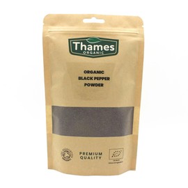 Organic Black Pepper Powder 250g- Strong Flavour, Non-GMO, No Additives or Preservatives - Perfect for Seasoning and Cooking - Thames Organic 250g