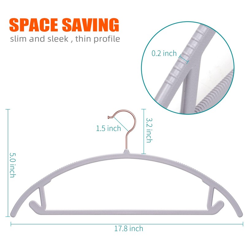 OIKA Heavy Duty Hangers 50 Pack - No Shoulder Bump