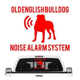 siviwonder Old English Bulldog Noise Alarm System Car Sticker Dog Foil OEB Olde Colour Red, Size 10 cm