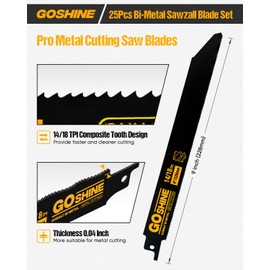 25 Pack 9 inch 14/18TPI Metal Cutting Sawzall Blades,M42 Teeth with Cobalt Bi-Metal Automatic Dismantling Reciprocating Saw Blades for 1/16-5/16 Medium Metals