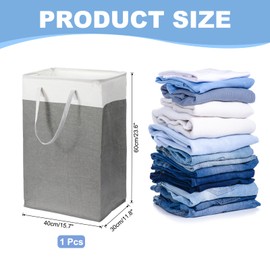 PATIKIL 75L Laundry Basket, Large Collapsible Laundry Hamper Freestanding Waterproof Clothes Hamper with Easy Carry Handles for Bathroom Bedroom Dorm, Grey