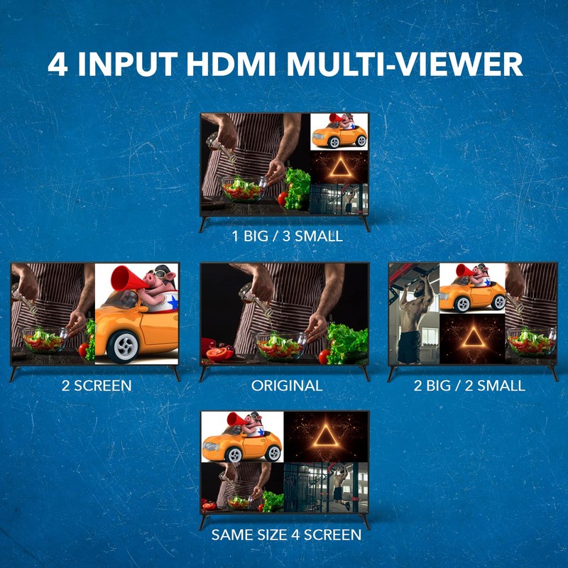 OREI HDMI Switcher 4 in 1 Out with Quad Screen