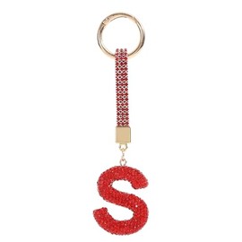 RANXIZY Crystal Initial letter Car Keychain for Women with Sparkly Rhinestone Diamond keychain for Wallet Backpack Bag Charm(Red S)