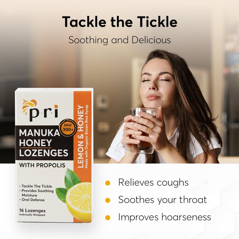 P.R.I Manuka Honey Lozenges with Propolis, Soothing Cough and Throat