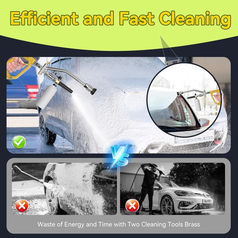 Foam Cannon Dual Connector Accessory, Pressure Washer Double Tip Attachment