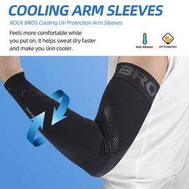ROCKBROS UV Protection Cooling Arm Sleeves for Men Women UPF 50+ Sun Sleeves to Cover Arm Outdoor Sports Golf Cycling Running Football Basketball