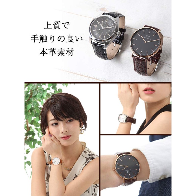 Calum Crocodile Embossed Watch Strap, Genuine Leather, Watch Replacement Band,