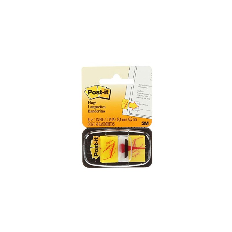 Post-it Message Flags, "Sign Here", 50/Dispenser, 1 Dispenser/Pack, 1 in
