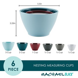 Rachael Ray Tools and Gadgets Nesting/Stackable Measuring Cups Set, 6 Piece - Assorted Colors