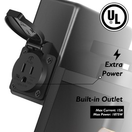 BesLowe 2-Pack Porch Lights Outdoor with UL Certified Outlet, Modern Outdoor Wall Lights Exterior Lighting Fixtures Waterproof, Outdoor Wall Sconces Outside Lights for House Front Door Garage, Black