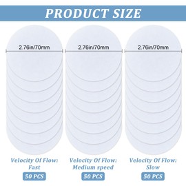 GORGECRAFT Pack of 150 Quantitative Filter Paper with 3 Speeds 70 mm Diameter Synthetic Filter Discs Slow Flow Medium/Fast Speed Wide Opening Funnel Filter Paper